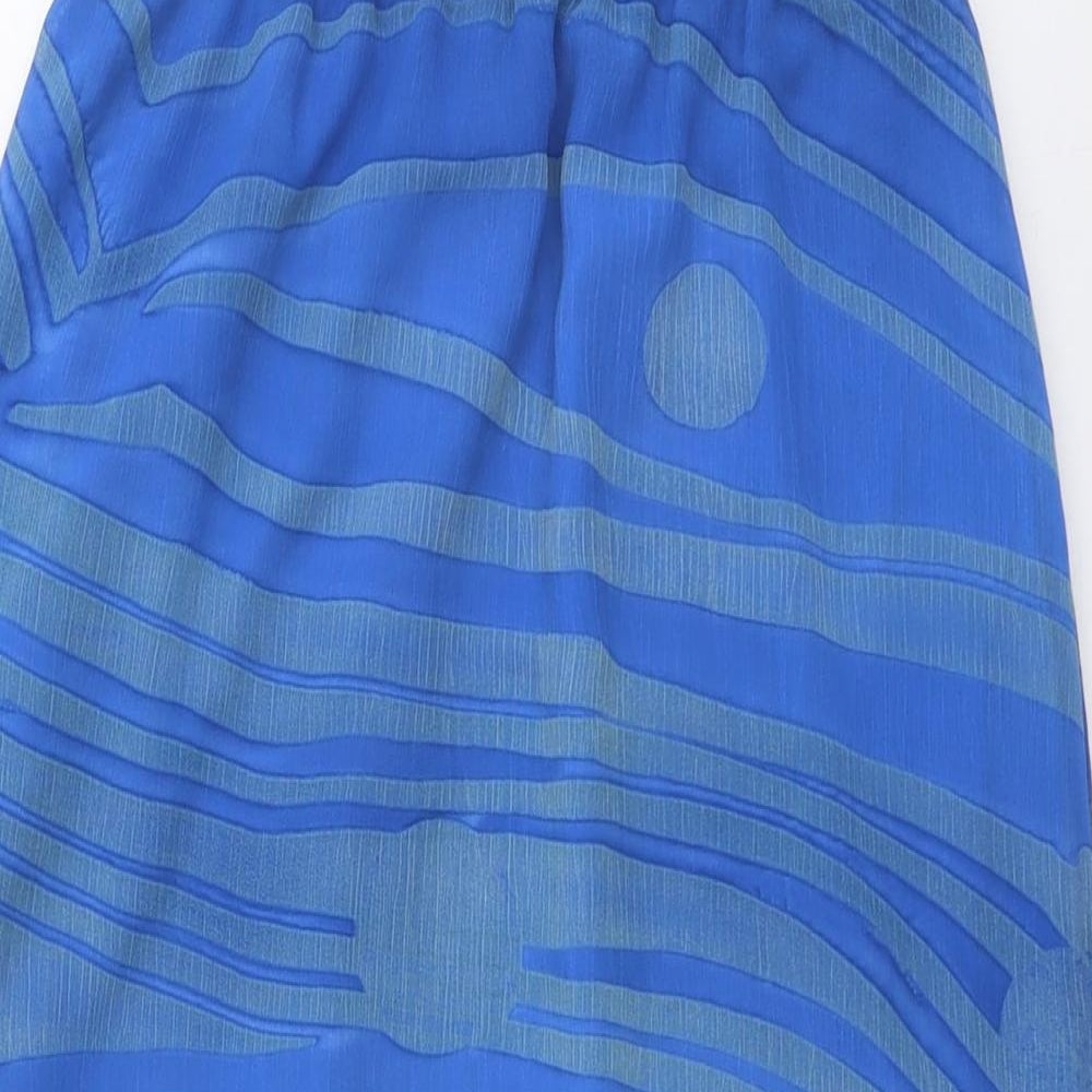 Doris Streich Womens Blue Geometric Polyester A-Line Skirt Size 16