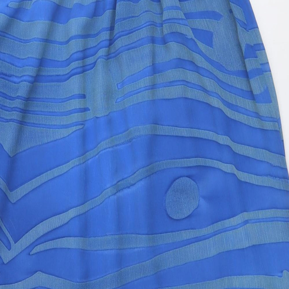 Doris Streich Womens Blue Geometric Polyester A-Line Skirt Size 16