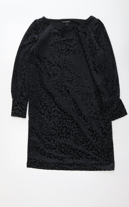 NEXT Womens Grey Animal Print Polyester A-Line Size 8 Round Neck Pullover - Leopard Pattern