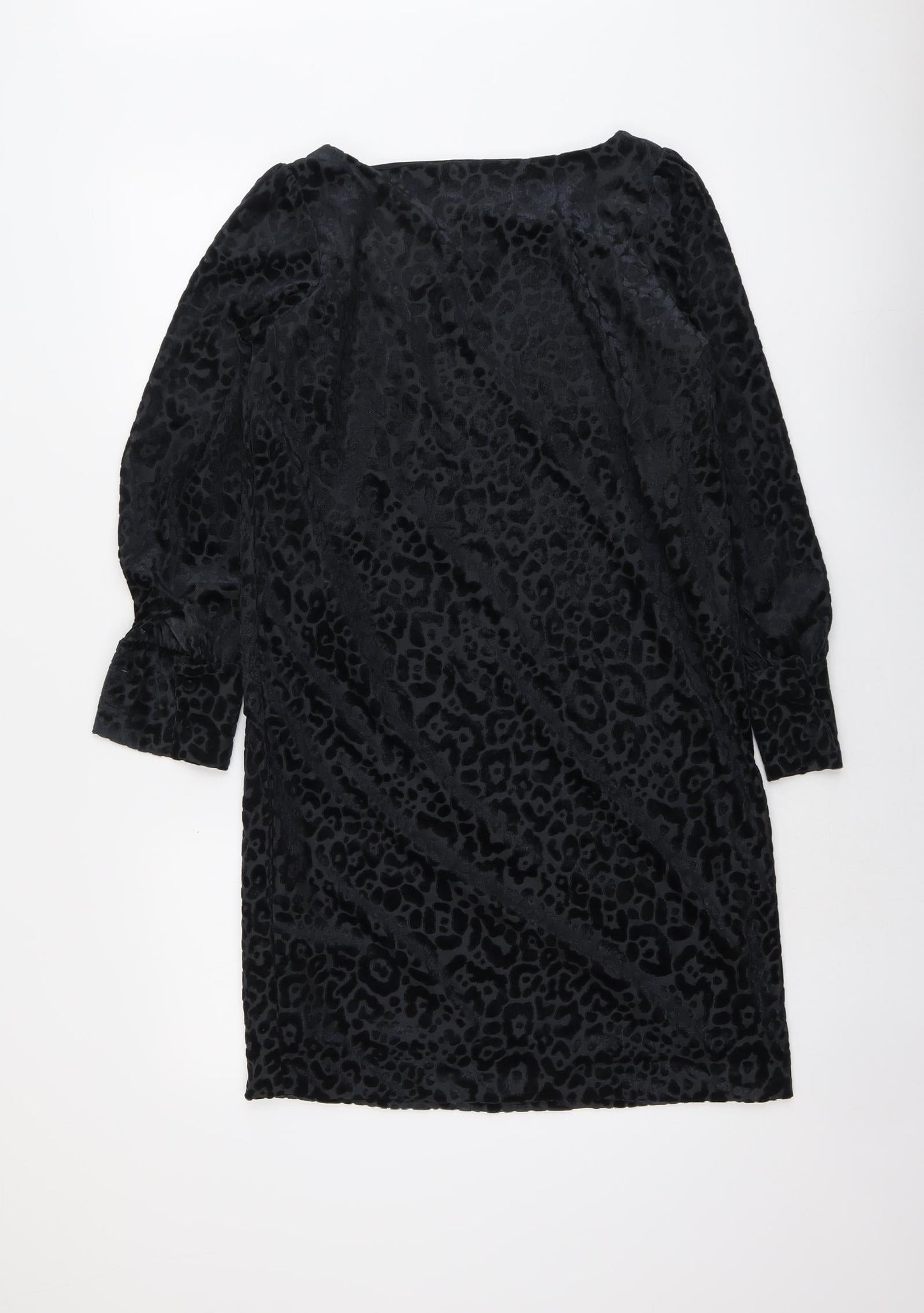 NEXT Womens Grey Animal Print Polyester A-Line Size 8 Round Neck Pullover - Leopard Pattern