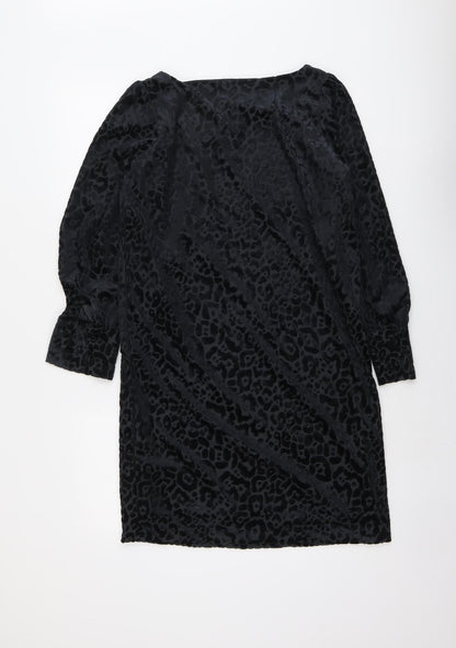 NEXT Womens Grey Animal Print Polyester A-Line Size 8 Round Neck Pullover - Leopard Pattern