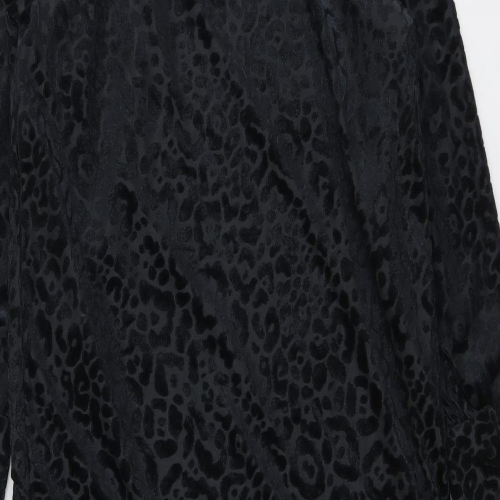 NEXT Womens Grey Animal Print Polyester A-Line Size 8 Round Neck Pullover - Leopard Pattern