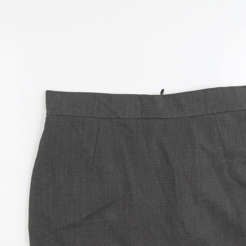 H&M Womens Grey Polyester A-Line Skirt Size 14 Zip