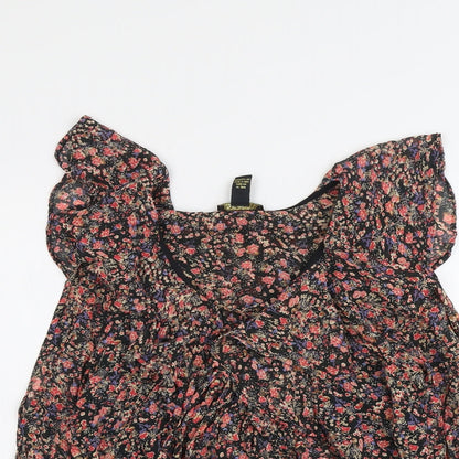 FOREVER 21 Womens Multicoloured Geometric Polyester Basic Blouse Size M V-Neck