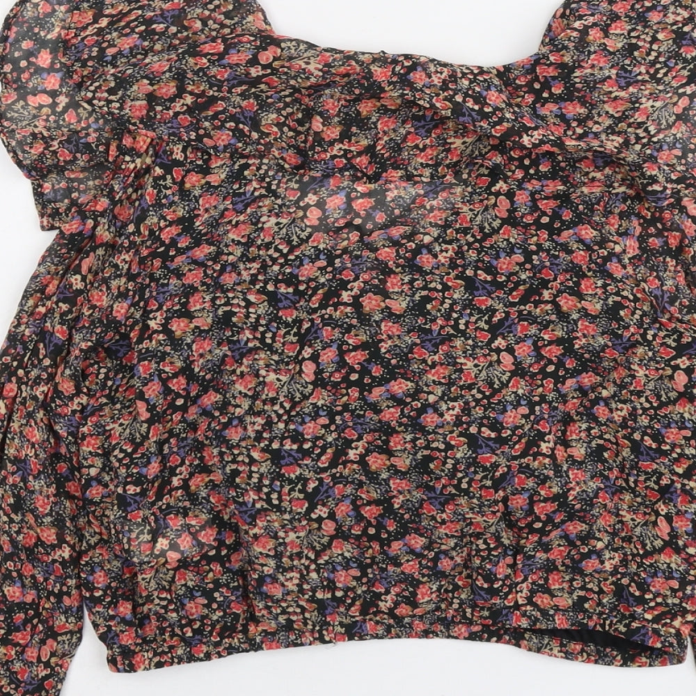 FOREVER 21 Womens Multicoloured Geometric Polyester Basic Blouse Size M V-Neck