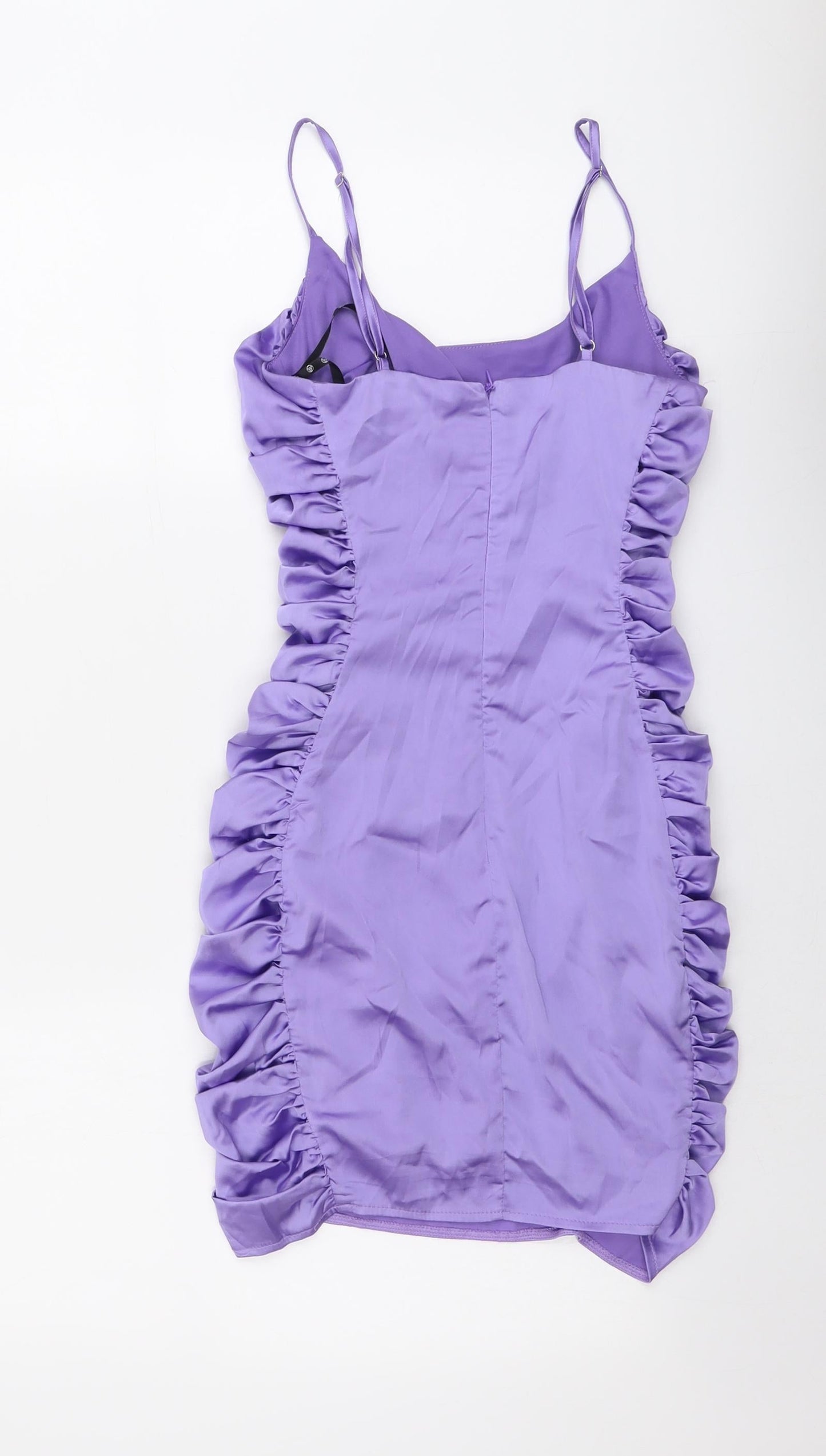 Missguided Womens Purple Polyester Bodycon Size 4 Round Neck Zip