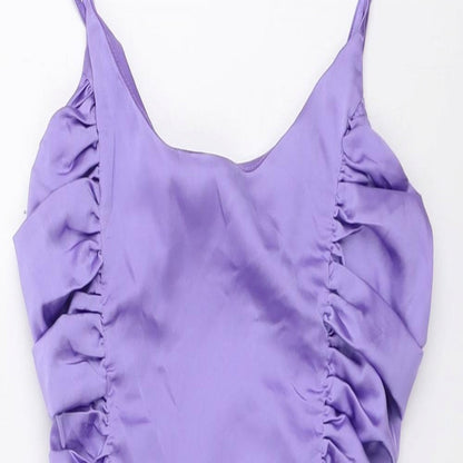 Missguided Womens Purple Polyester Bodycon Size 4 Round Neck Zip