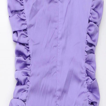 Missguided Womens Purple Polyester Bodycon Size 4 Round Neck Zip