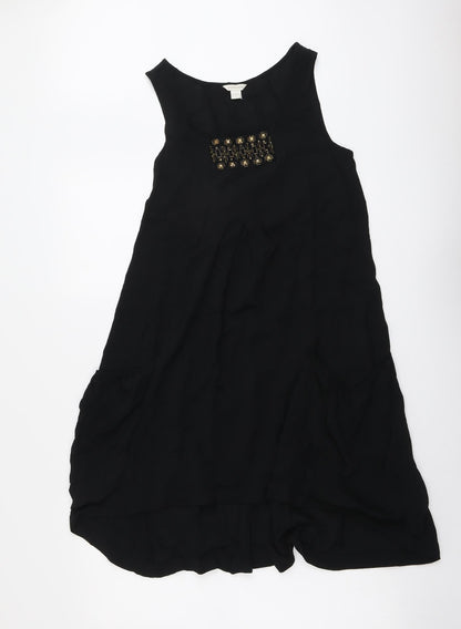 Monsoon Womens Black Polyester Trapeze & Swing Size 8 Round Neck Pullover