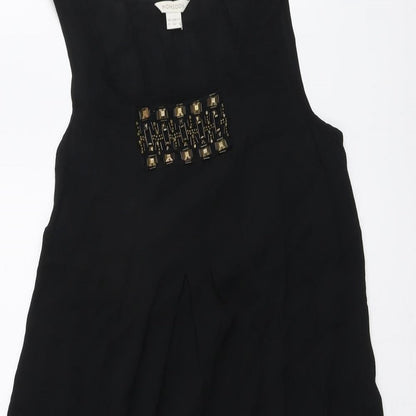 Monsoon Womens Black Polyester Trapeze & Swing Size 8 Round Neck Pullover