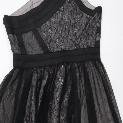 Therapy Womens Black Geometric Polyamide Trapeze & Swing Size 12 One Shoulder Zip