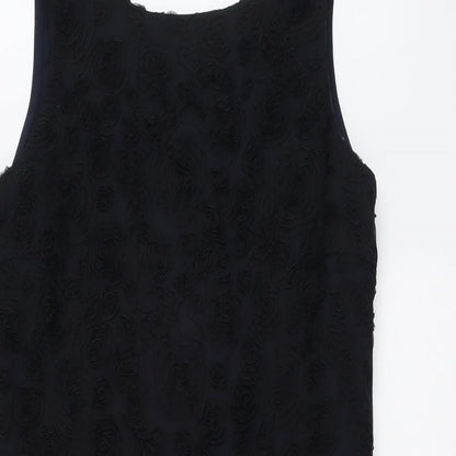 Avoca Womens Black Geometric Polyester A-Line Size 10 Round Neck Pullover