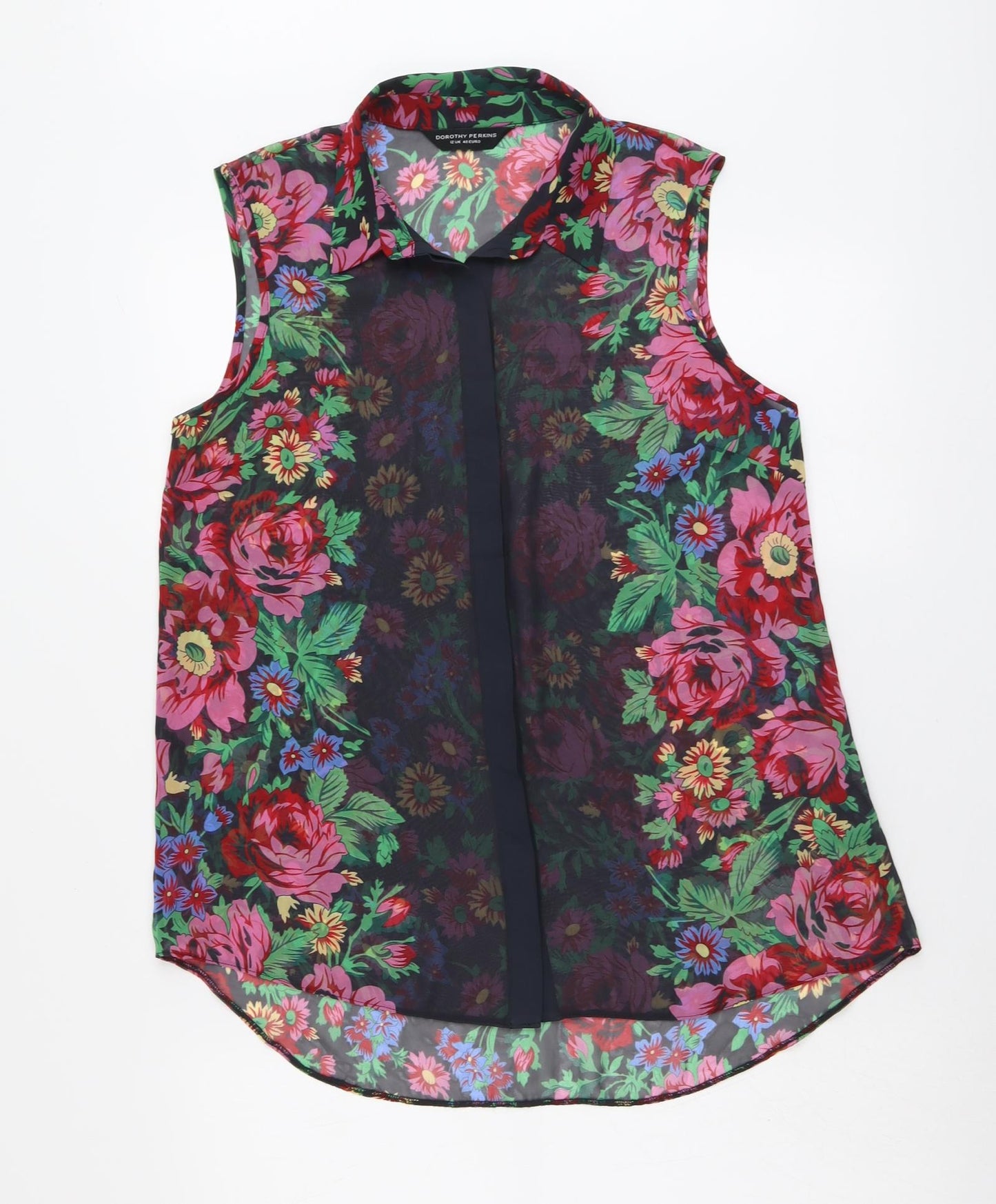 Womens UK Size 12 Dorothy Perkins Multicoloured Basic Button-Up