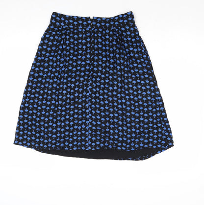 Great Plains London Womens Blue Geometric Viscose Swing Skirt Size 8 Zip - Umbrella Pattern