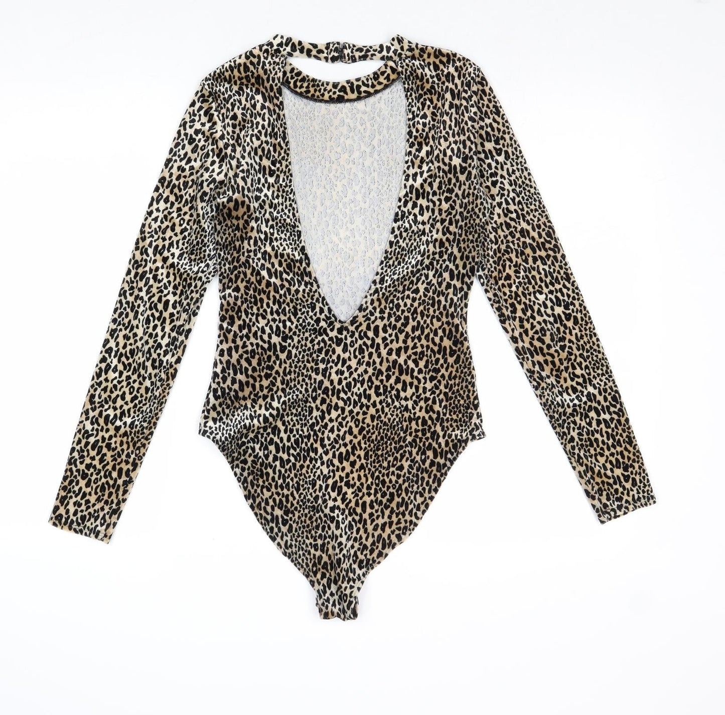 Divided by H&M Womens Multicoloured Animal Print Polyester Bodysuit One-Piece Size M Hook & Eye - Leopard Print