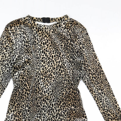 Divided by H&M Womens Multicoloured Animal Print Polyester Bodysuit One-Piece Size M Hook & Eye - Leopard Print