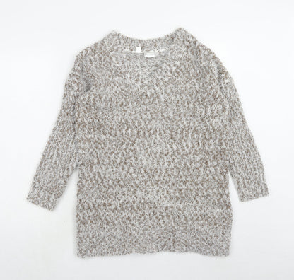 Body Flirt Womens Beige V-Neck Polyester Pullover Jumper Size S