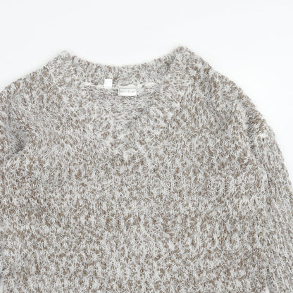 Body Flirt Womens Beige V-Neck Polyester Pullover Jumper Size S