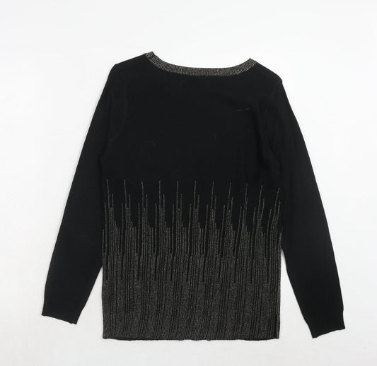 Intuition Womens Black Round Neck Acrylic Pullover Jumper Size 12