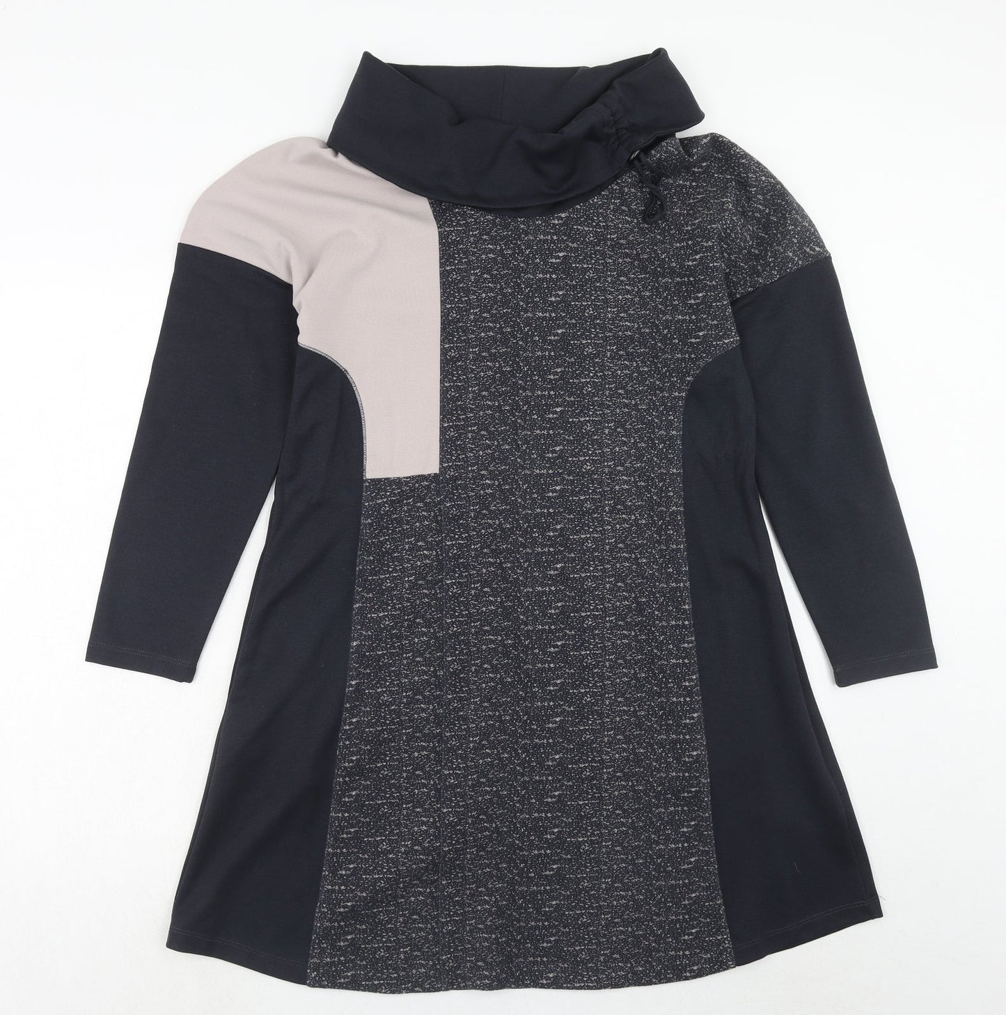 Viza Viz Womens Blue Colourblock Polyester Jumper Dress Size 8 Roll Neck Pullover - Size 8-10