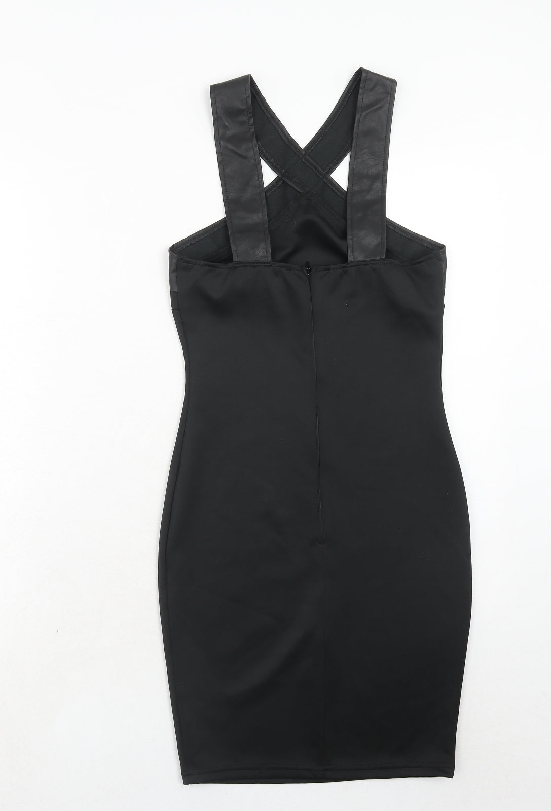 AX Paris Womens Black Polyester Bodycon Size 6 V-Neck Zip