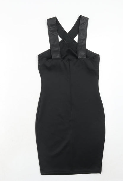 AX Paris Womens Black Polyester Bodycon Size 6 V-Neck Zip
