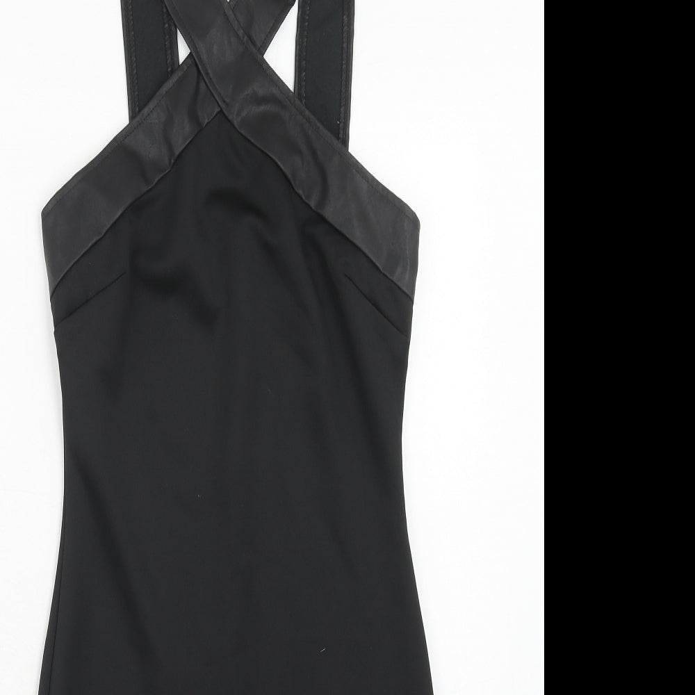 AX Paris Womens Black Polyester Bodycon Size 6 V-Neck Zip