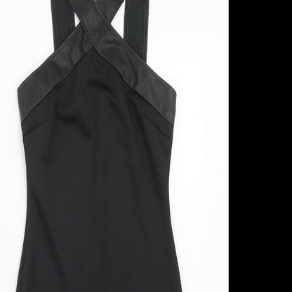 AX Paris Womens Black Polyester Bodycon Size 6 V-Neck Zip