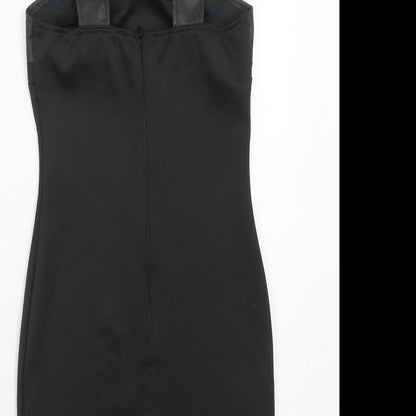 AX Paris Womens Black Polyester Bodycon Size 6 V-Neck Zip