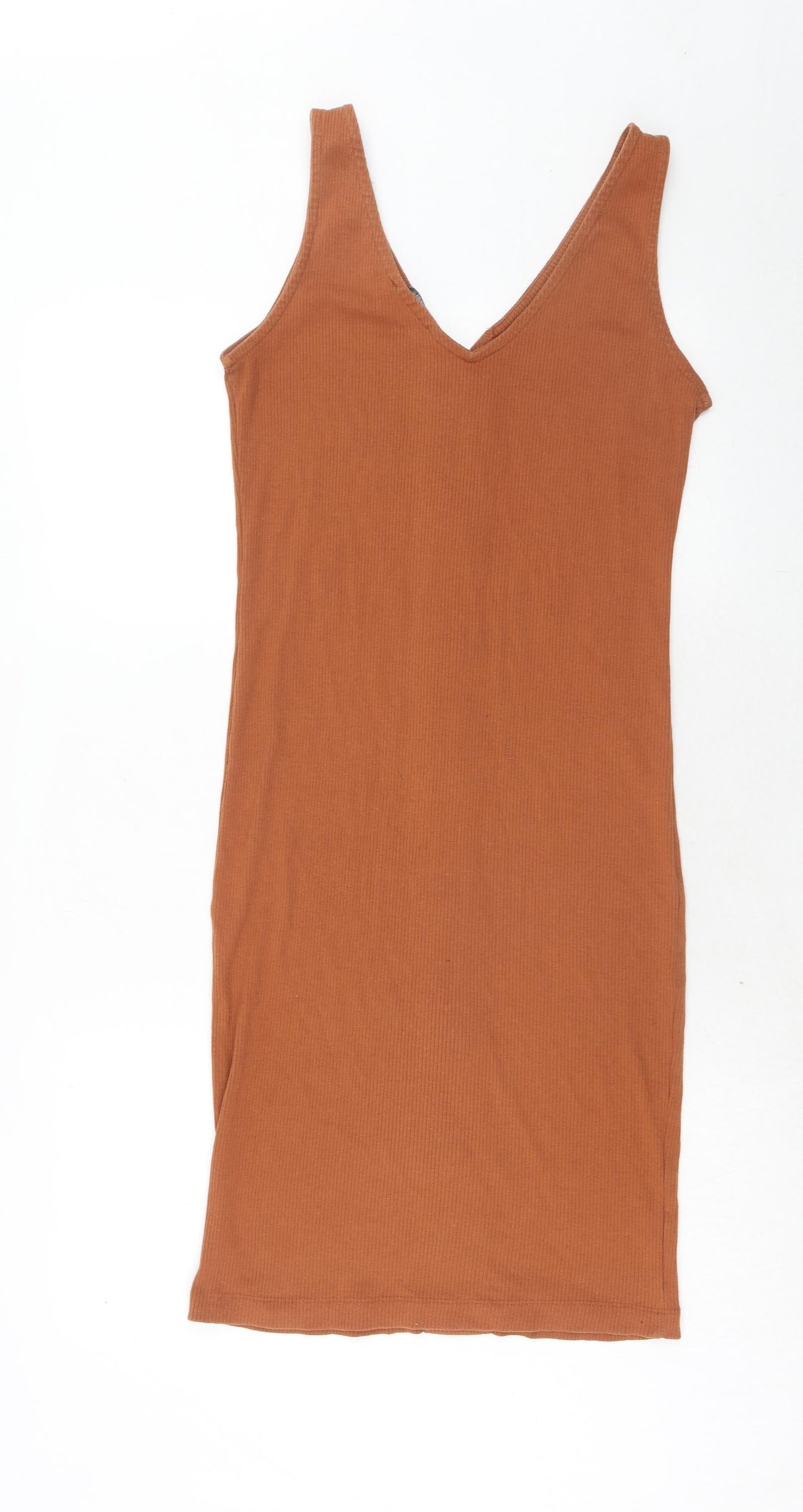FOREVER 21 Womens Brown Polyester Tank Dress Size XL V-Neck Pullover