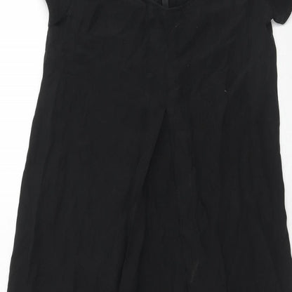 Topshop Womens Black Silk A-Line Size 8 Round Neck Pullover