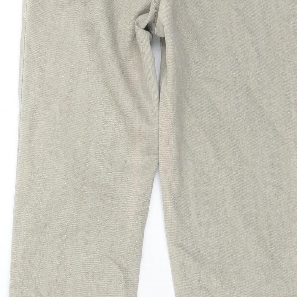 mamas & papas Womens Beige Cotton Straight Jeans Size 6 Regular Hook & Eye