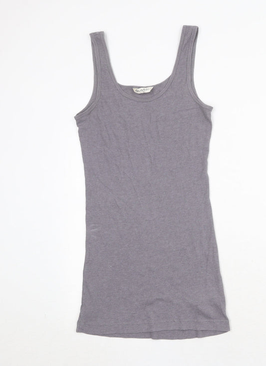 Miss Selfridge Womens Grey Cotton Tank Dress Size 12 Round Neck Pullover