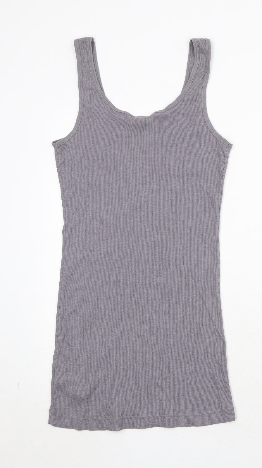 Miss Selfridge Womens Grey Cotton Tank Dress Size 12 Round Neck Pullover