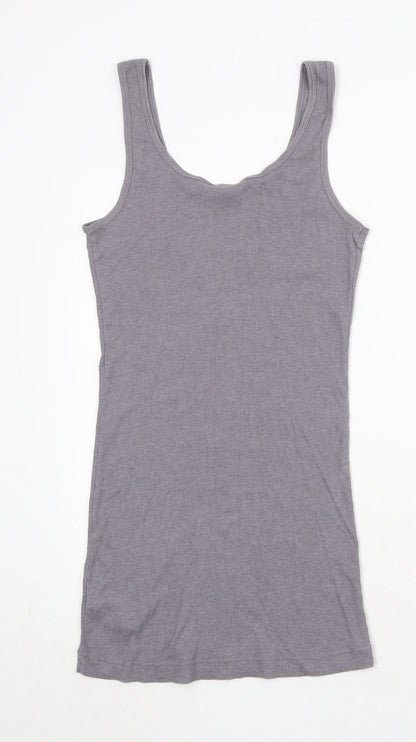 Miss Selfridge Womens Grey Cotton Tank Dress Size 12 Round Neck Pullover