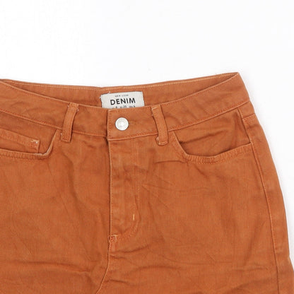 New Look Womens Brown Cotton A-Line Skirt Size 8 Zip