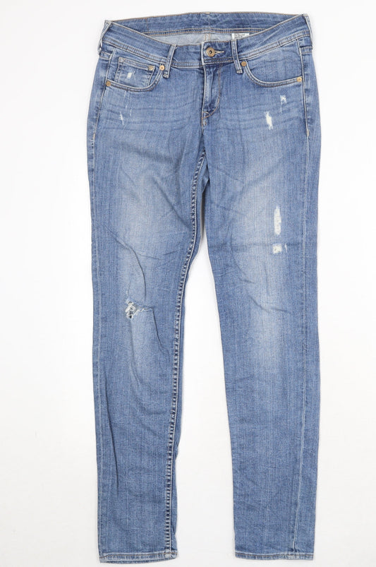 Womens UK Size 27 in H&M Regular Fit Skinny Blue Jeans