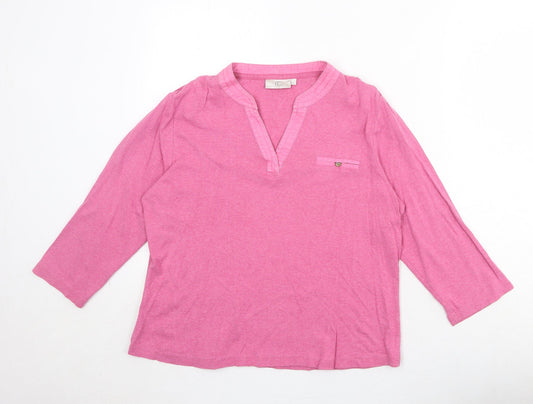 CC Womens Pink Cotton Basic T-Shirt Size L V-Neck