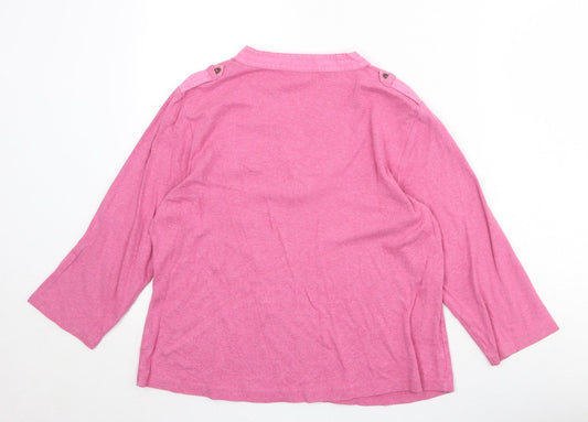CC Womens Pink Cotton Basic T-Shirt Size L V-Neck
