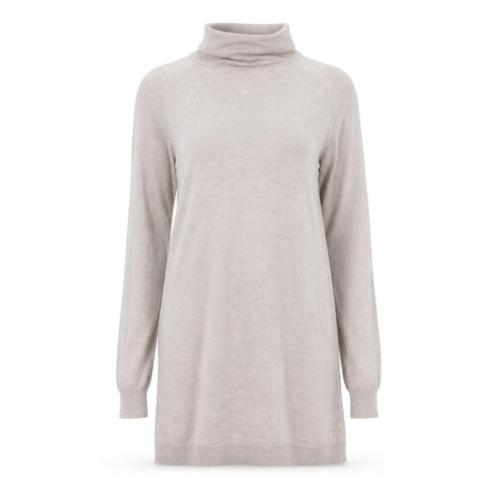 Marks and Spencer Womens Beige Viscose Jumper Dress Size XS Roll Neck Pullover