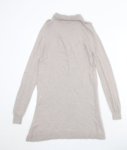 Marks and Spencer Womens Beige Viscose Jumper Dress Size XS Roll Neck Pullover