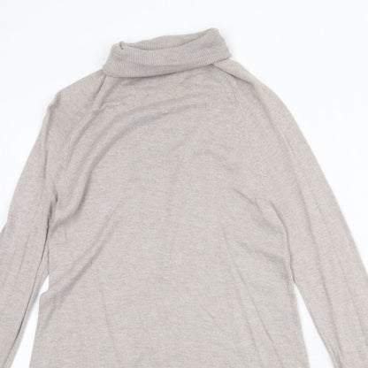 Marks and Spencer Womens Beige Viscose Jumper Dress Size XS Roll Neck Pullover