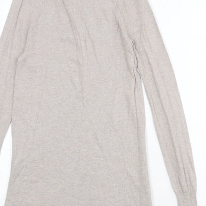 Marks and Spencer Womens Beige Viscose Jumper Dress Size XS Roll Neck Pullover