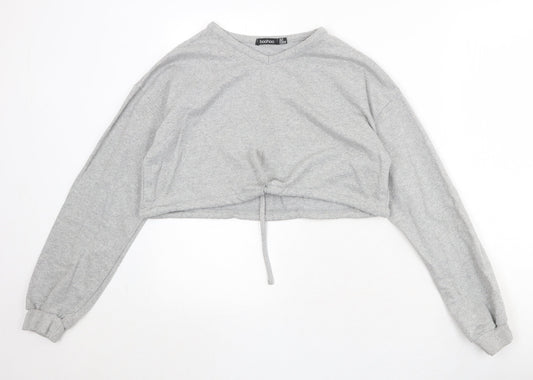 Boohoo Womens Grey Polyester Pullover Sweatshirt Size 12 Pullover