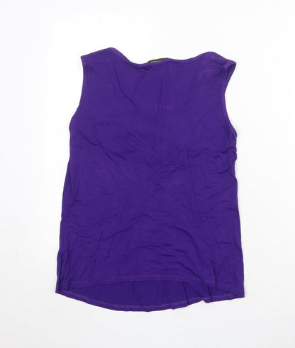 Monaco Womens Purple Viscose Basic Tank Size 12 Round Neck