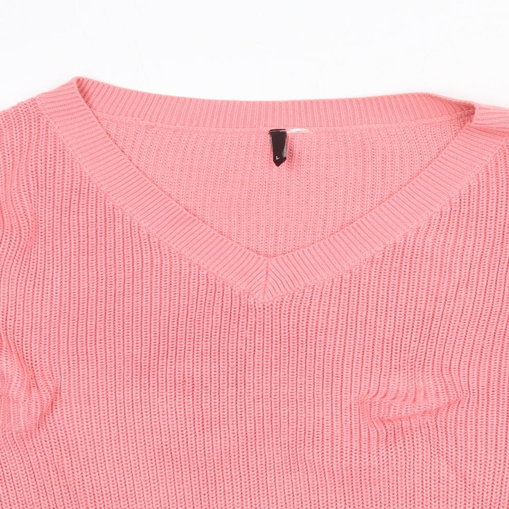 Womens UK Size L Divided by H&M Pink Pullover Jumper