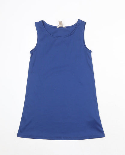 Monsoon Girls Blue Polyester Basic Tank Size 7 Years Round Neck Pullover