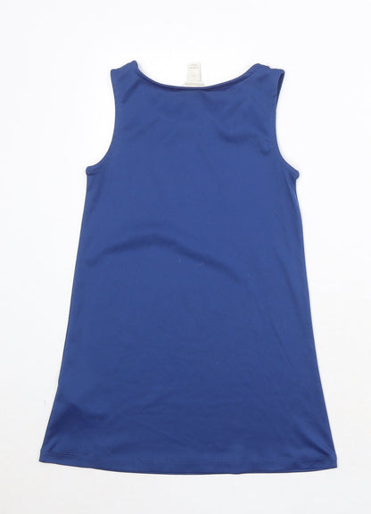 Monsoon Girls Blue Polyester Basic Tank Size 7 Years Round Neck Pullover