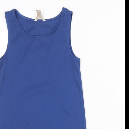 Monsoon Girls Blue Polyester Basic Tank Size 7 Years Round Neck Pullover