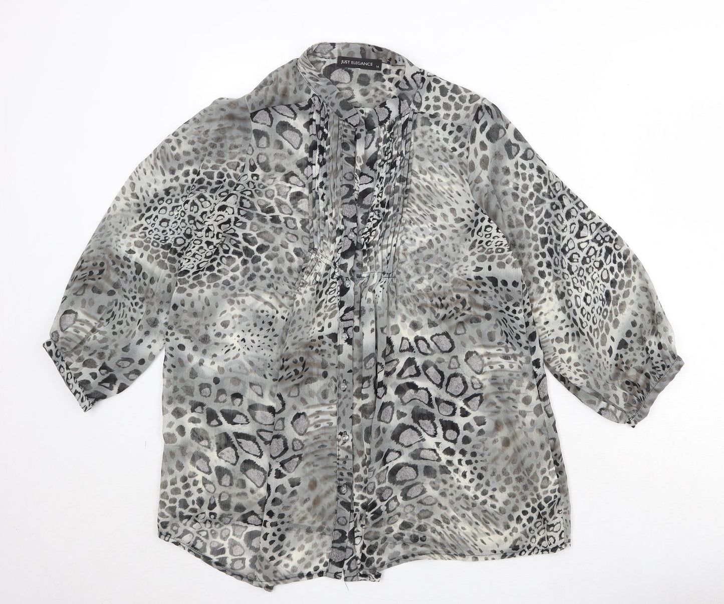 Womens UK Size 14 JUST ELEGANCE Grey Basic Button-Up